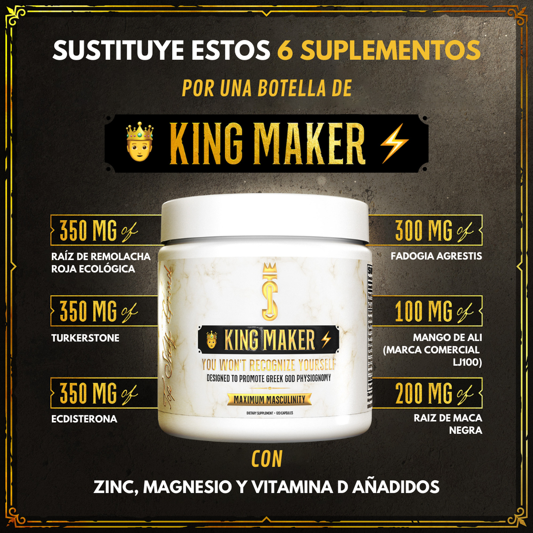 KING MAKER – Potenciador Masculino Natural, Suplemento para Energía, Masa Muscular y Bienestar – 60 Cápsulas