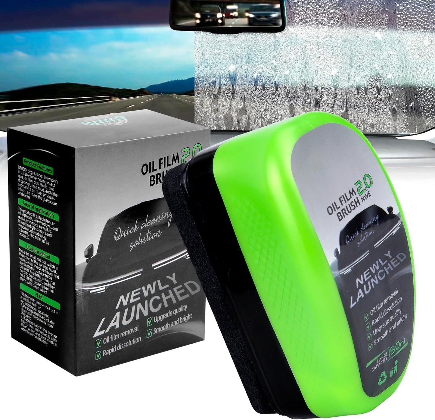 Removedor Anti-Aceite para Parabrisas — Pack 2 x esponjas | Repelente de Agua & Limpieza Rápida