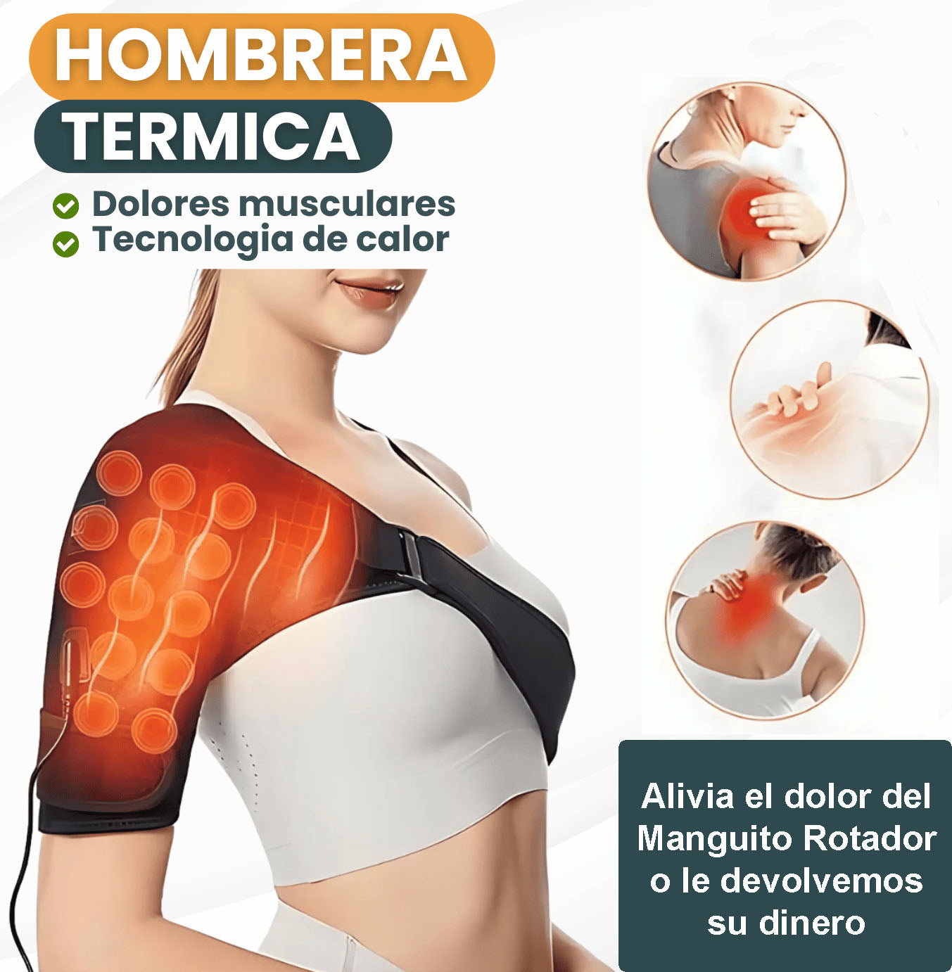 Hombrera termica - alivio inmediato para el dolor de hombro - Manguito Rotador + libro digital gratis