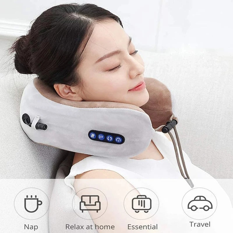 Masajeador eléctrico de cuello, almohada en forma de U con vibración