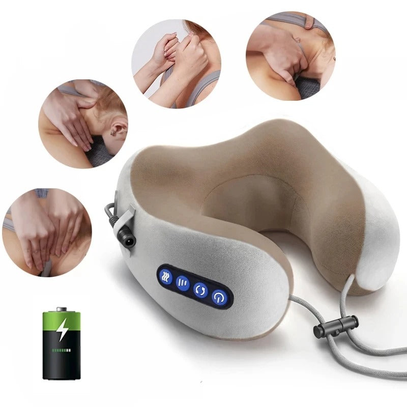 Masajeador eléctrico de cuello, almohada en forma de U con vibración