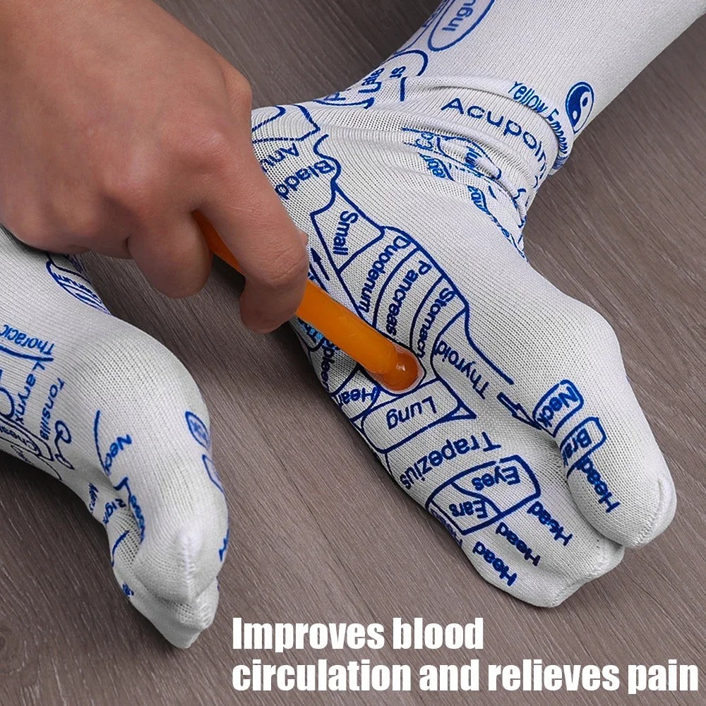Medias de Acupuntura 3 pares calcetines de salud para aliviar la fatiga y el dolor, masaje de pies de reflexología de acupresión