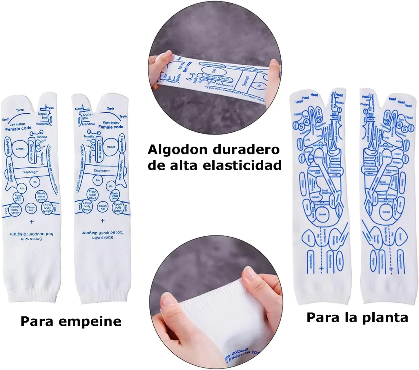 Medias de Acupuntura 3 pares calcetines de salud para aliviar la fatiga y el dolor, masaje de pies de reflexología de acupresión
